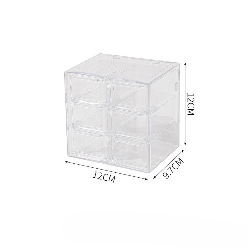 Boîte de rangement transparente à neuf compartiments, six compartiments, anti-poussière, pour papeterie, bijoux, cosmétiques, étudiants