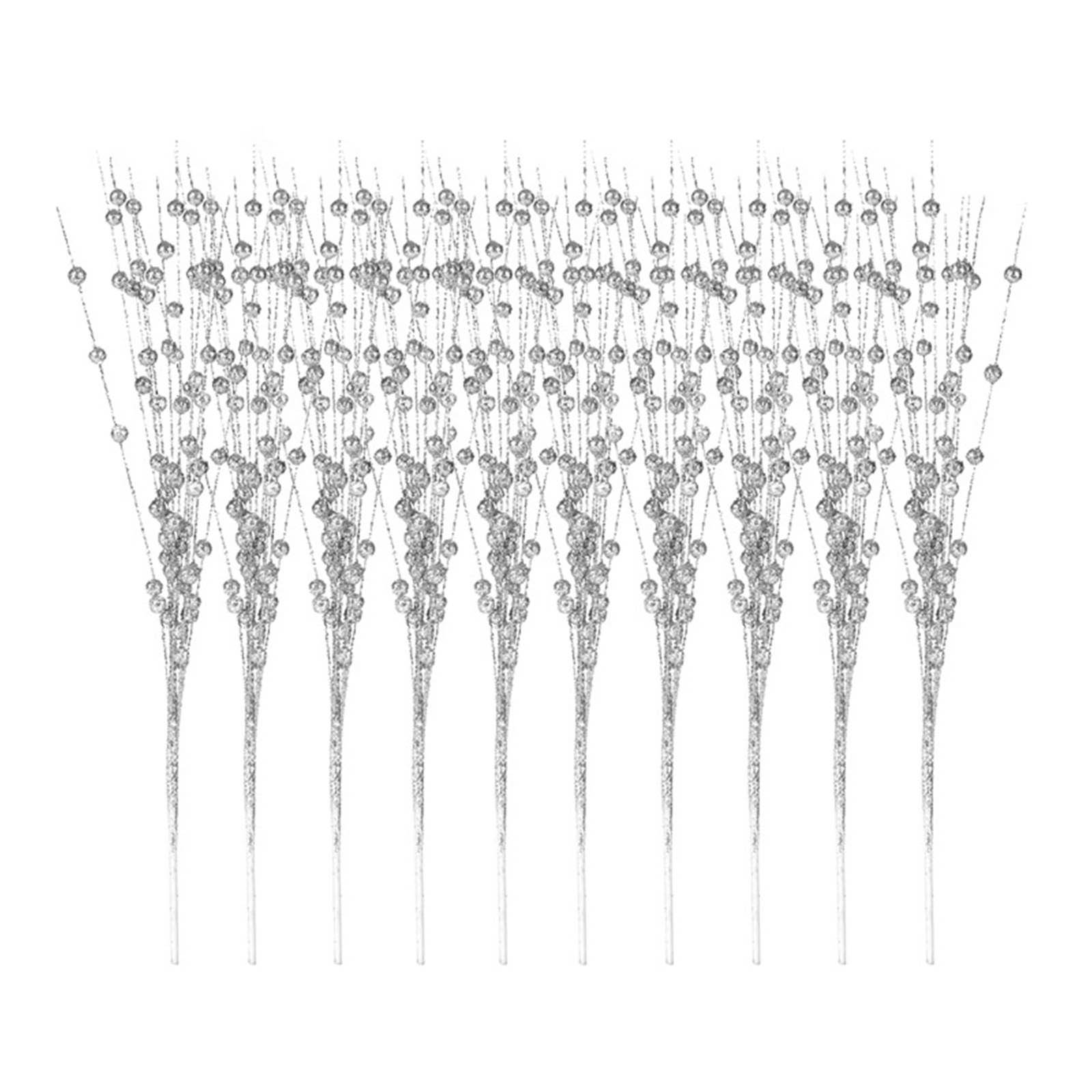 

Упаковка из 10 декоративных стеблей для рождественской елки, искусственные ветки растений, украшение для букета цветов, праздничные наполнители для ваз серебряный