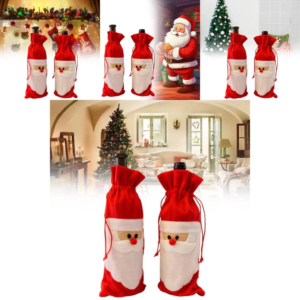 Festive Santa Claus Wine Bottle Cover Elegant Holiday Wine Bag For Christmas Cheer