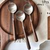 1 stk. Rustfrit Stål Imitation Træhåndtag Bestik Sæt Bordtøj Klemme Vestligt Bordtøj Dessert Suppeske