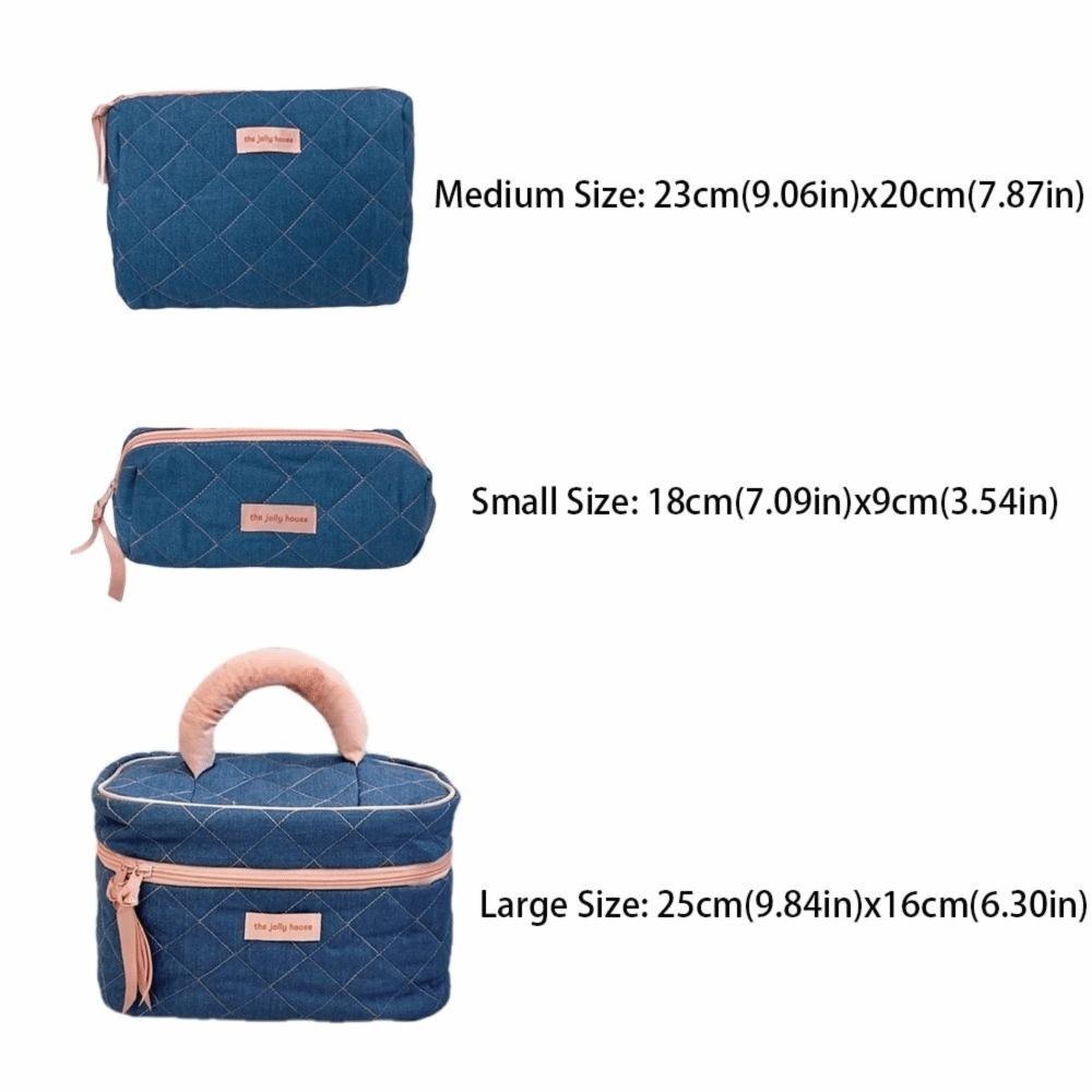 High Value Denim Pink Storage Bag Large Capacity Pencil Case Lady Handbags Toiletry Bag Makeup Storage