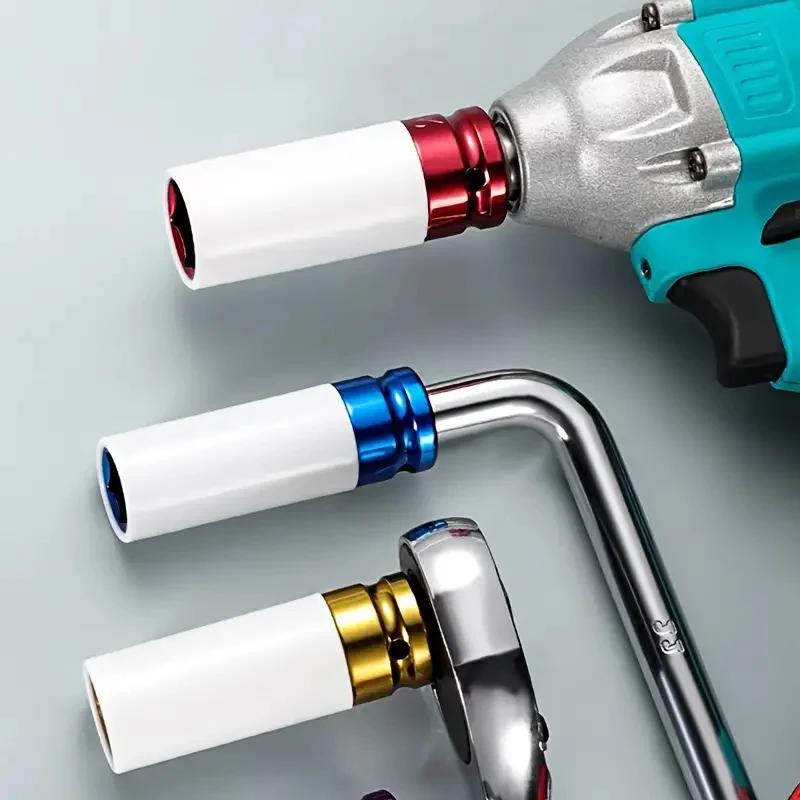 3pcs 1/2" Drive Socket Set Protective Sleeve Wheel Nut Socket For Pneumatic Tire Removal Automotive Tire And Lug Repair Tools