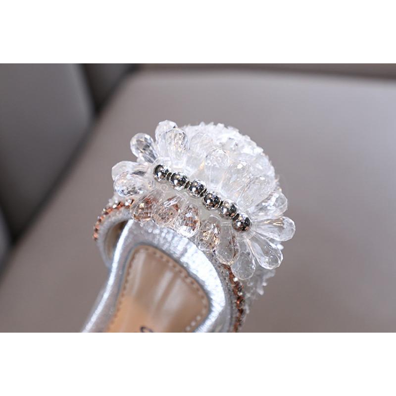 Autumn New Style Ladylike Baby Girl Girls' Princess Rhinestone Flat Shoes, Leather Shoes, Dance Performance Shoes Small/medium/large