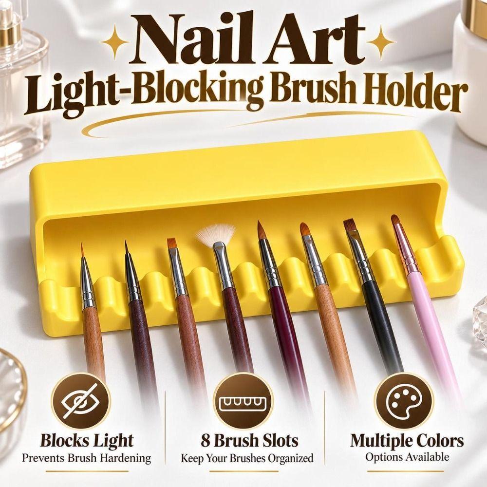 Plastic Nail Brush Stand 8-Slot Manicure Brush Organizer Nail Brush Holder Nail Technician