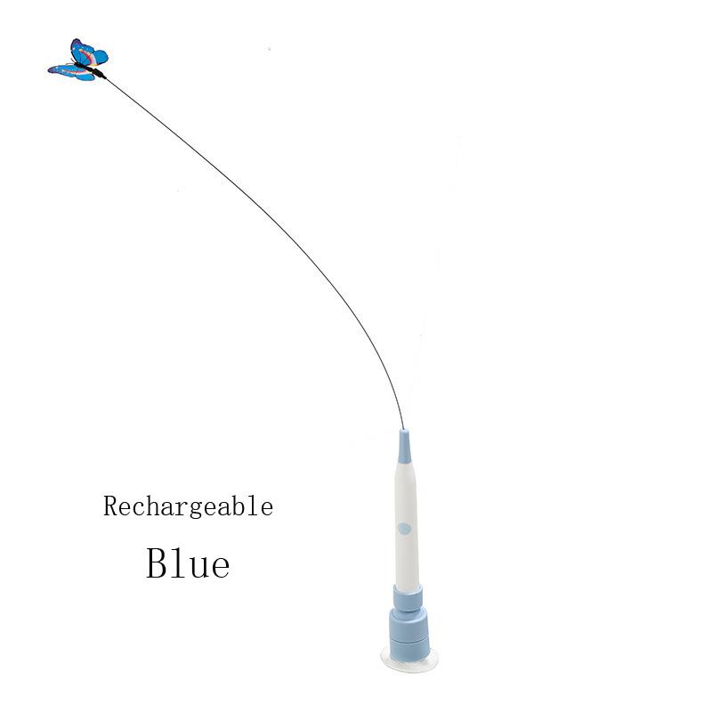 Interactive Switchable Butterfly Pattern Cat Teasing Stick With Removable Handle 360° Swivel Automatic Cat Teaser For Kittens