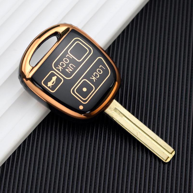Bilnyckelfodral med 2 3-knappars skalskydd för Lexus RX 330 Is200 för Toyota Avensis Yaris Camry 30 RAV4 Land Cruiser 120 Prado Corolla Land Cruiser
