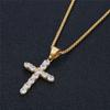 Religious Iced Out Bling Small Jesus Cross Pendant Gold Color Stainless Steel Zircon Christian Necklace For Women Jewelry Gift