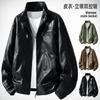 Осень и Зима Новый Стиль Американское Ретро Мужская Куртка Стойка Воротник Кожаная Куртка