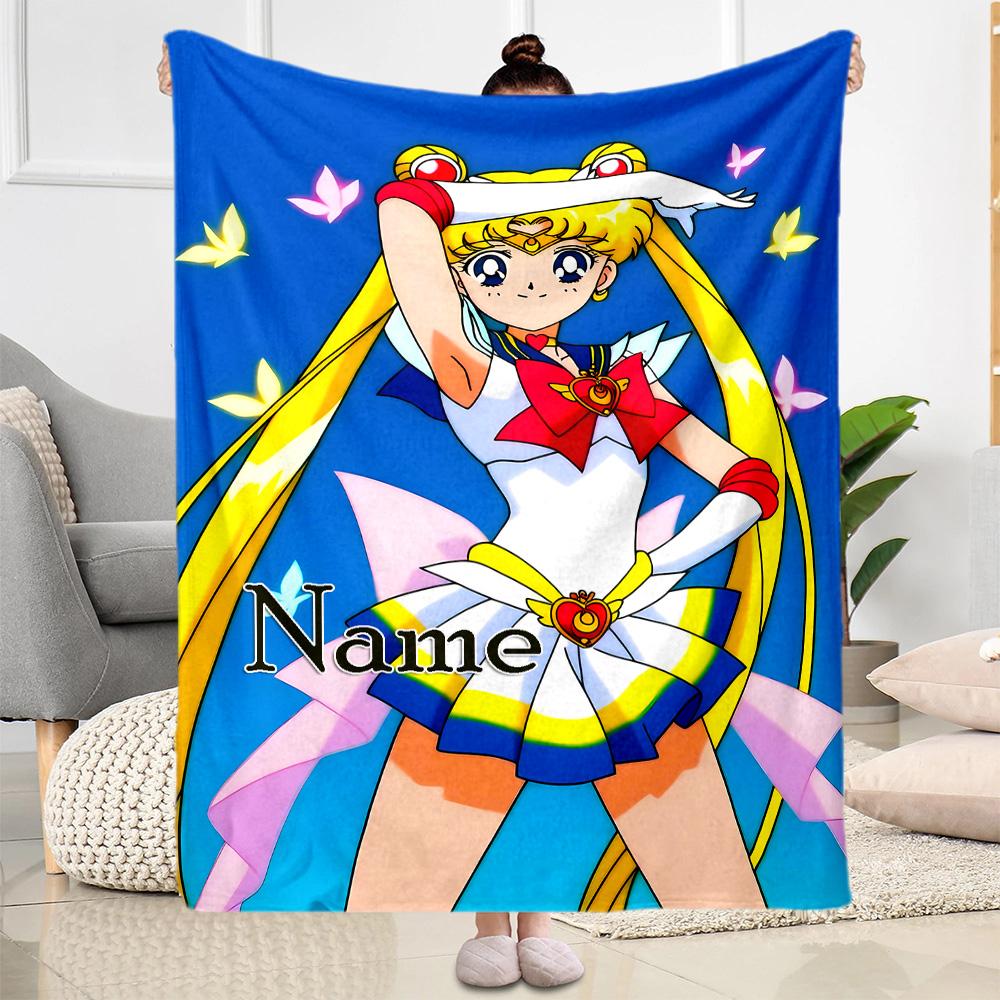 Sailor Moon Power Blanket Comfortable Suitable for Picnics Seaside Couch for All Occasions Digital Print Gift for Travel Home Birthdays