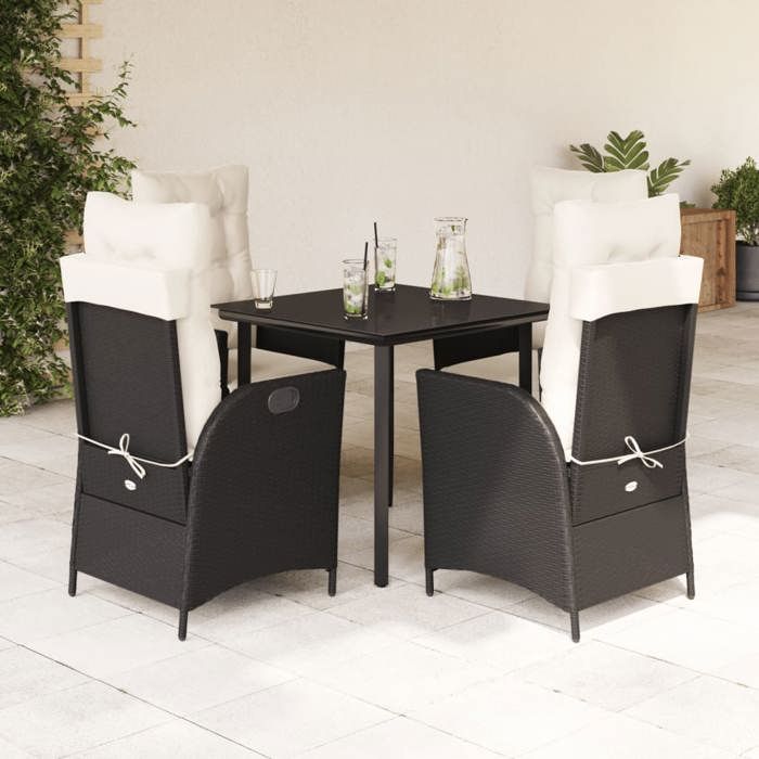 VidaXL Garden Dining Set with Cushions 5 Pcs, Table and Chairs with Adjustable Backrest, Outdoor Furniture, 3213386