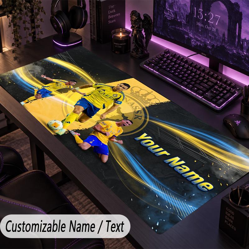 Large Mouse PadCristiano Ronaldo Custom Name Text Personalized Desk Mat Non Slip Gaming Pad