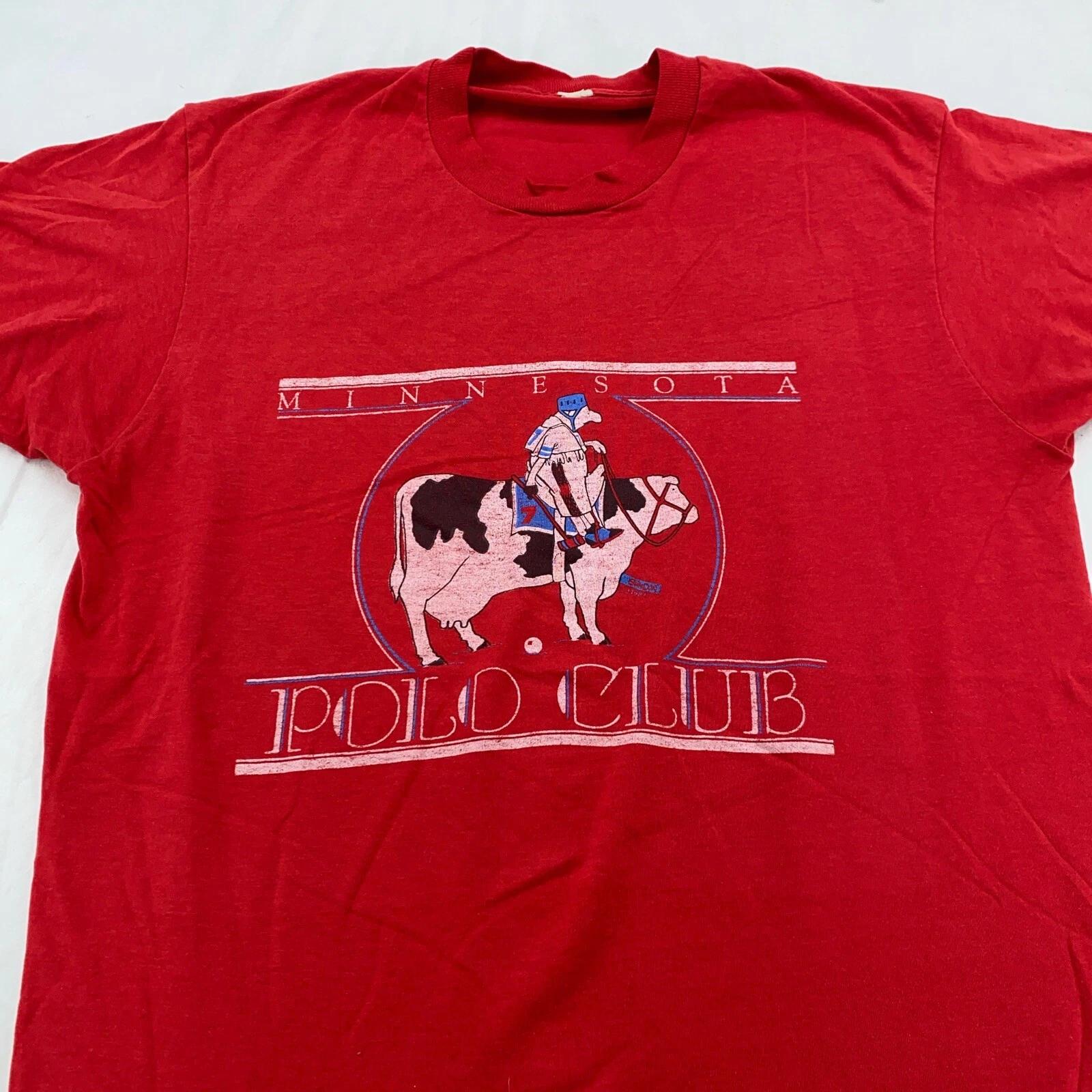 

vintage 90s MINNESOTA POLO CLUB T-Shirt LARGE cow riding animal nature funny S