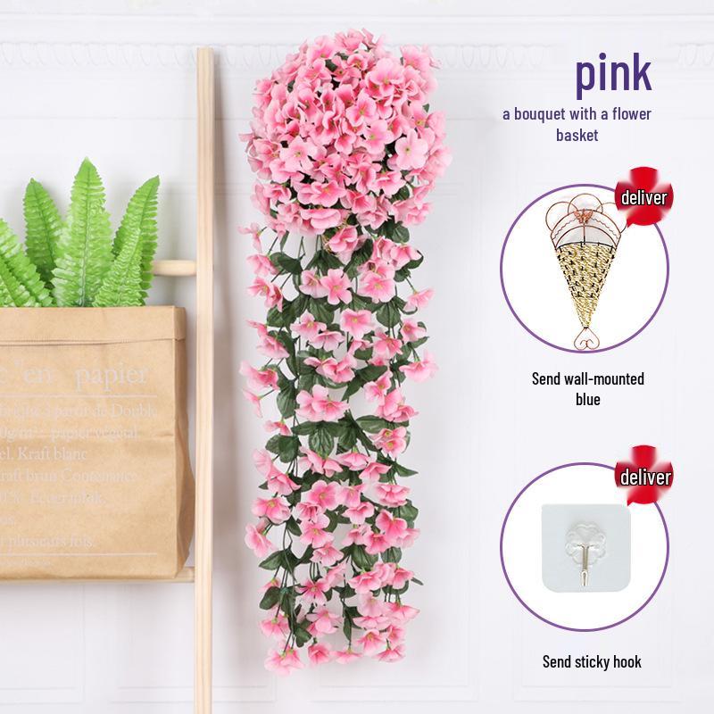 Artificial Violet Flower Vine - Silk Rose Hanging Decor for Weddings and Walls