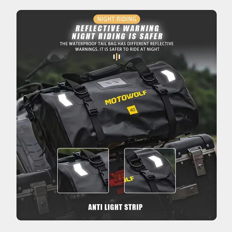 Motorcycle Bag Waterproof Rear Backpack Motocross Luggage Bag Touring Biker Tail Bag Night Reflective
