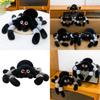 Black And White Spider Plush Doll With Soft Rabbit Fur For Play And Decor