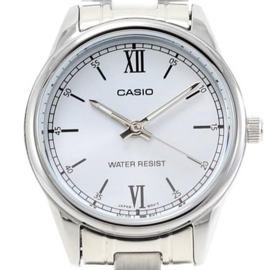 CASIO Cheap Chipkashi Wristwatch Ladies Quartz Analog Stainless Metal Silver Sky Blue LTP-V005D-2B3