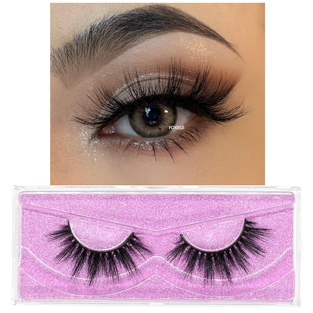 FOXESJI 3D Mink False Eyelashes Fluffy High Volume Eye Lashes Natural Wispy Full Strip Mink Eyelash Extension Bulk Lash Makeup