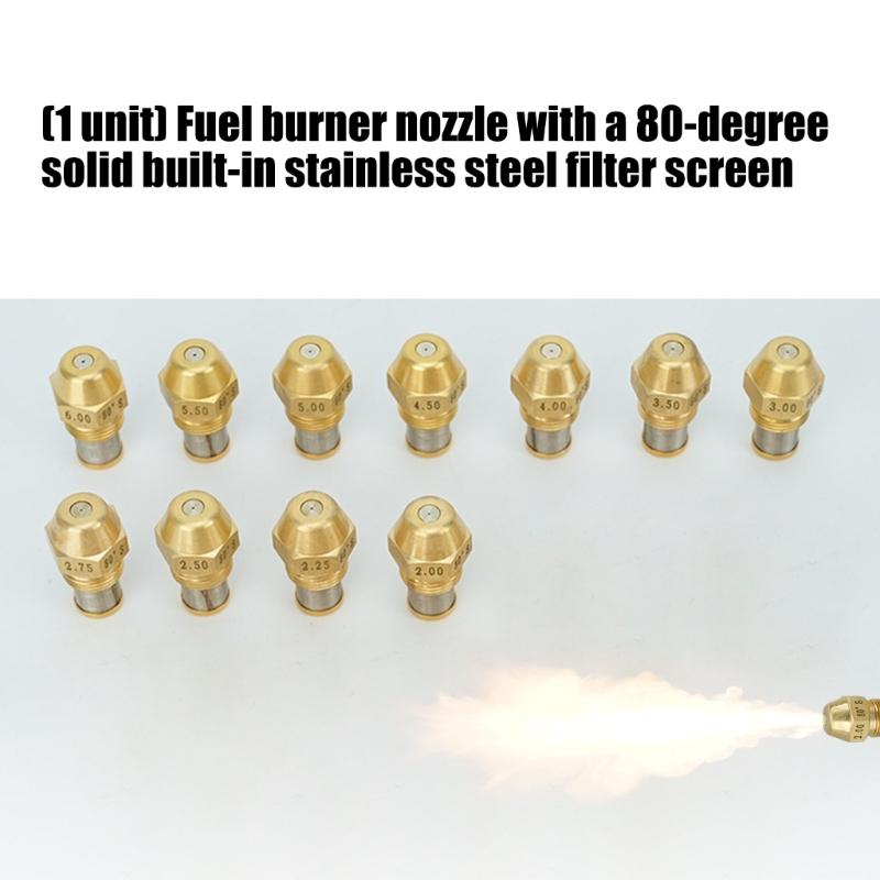 80 Degree Copper Fuels Burners Nozzle With Build In Stainless Steel Filter For Industrial Boilers And Heating Equipment