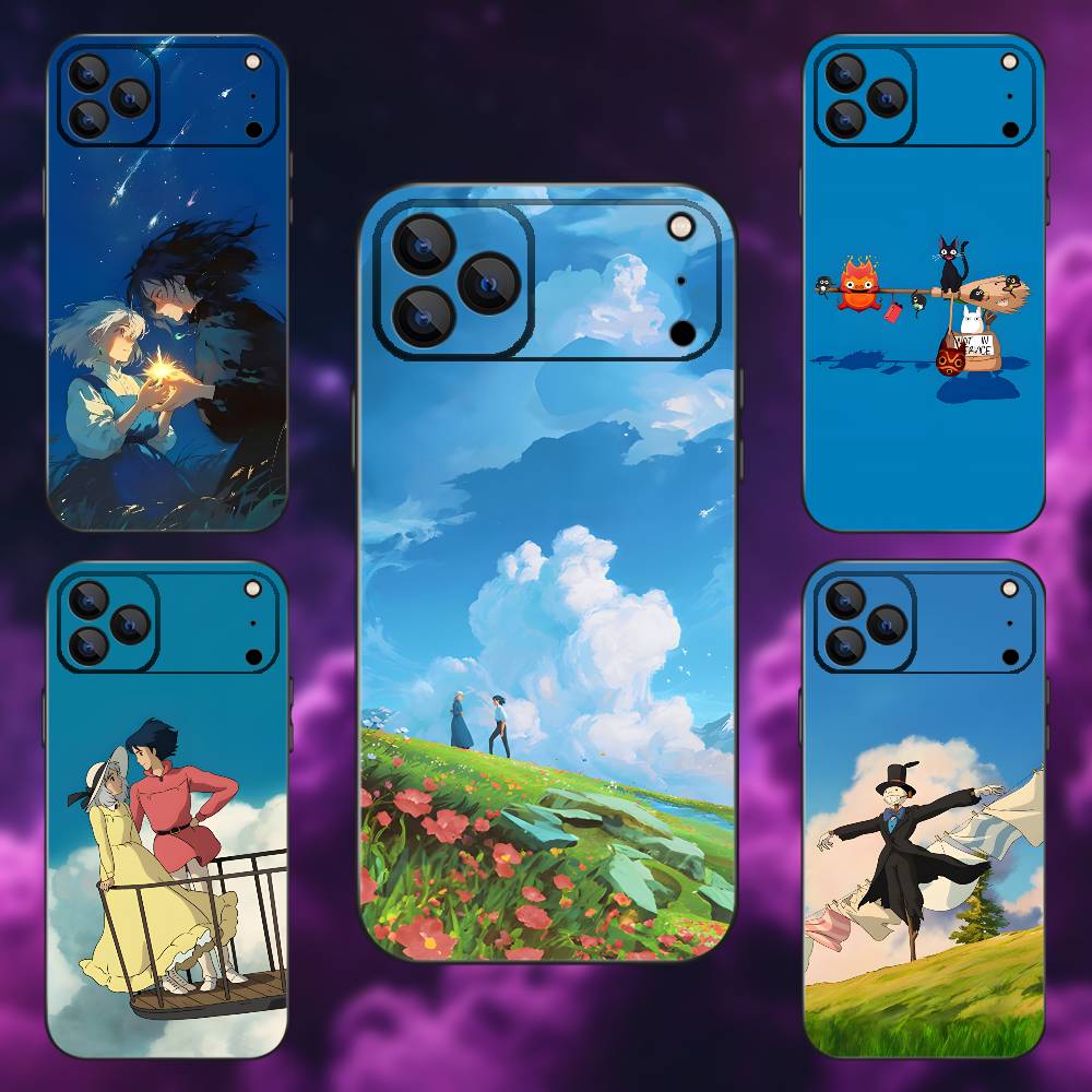 H-Howl Anime Sophie Phone Case For iPhone 17,16,15,14,13,12,Pro,Max,Plus,E,SE4,Air,Mini Black Soft Box