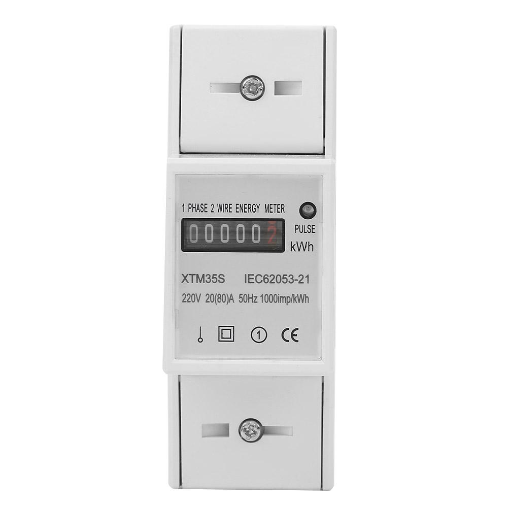 220V Digital 1 Phase 2 Wire 2P Din Rail Electric Meter Electronic KWh Meter(20(80)A)