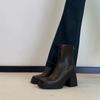 Autumn Winter Platform Thick Heels Woman Ankle Boots Concise Back Zippers Party Dress Shoes Modern Short Botas Para Mujer