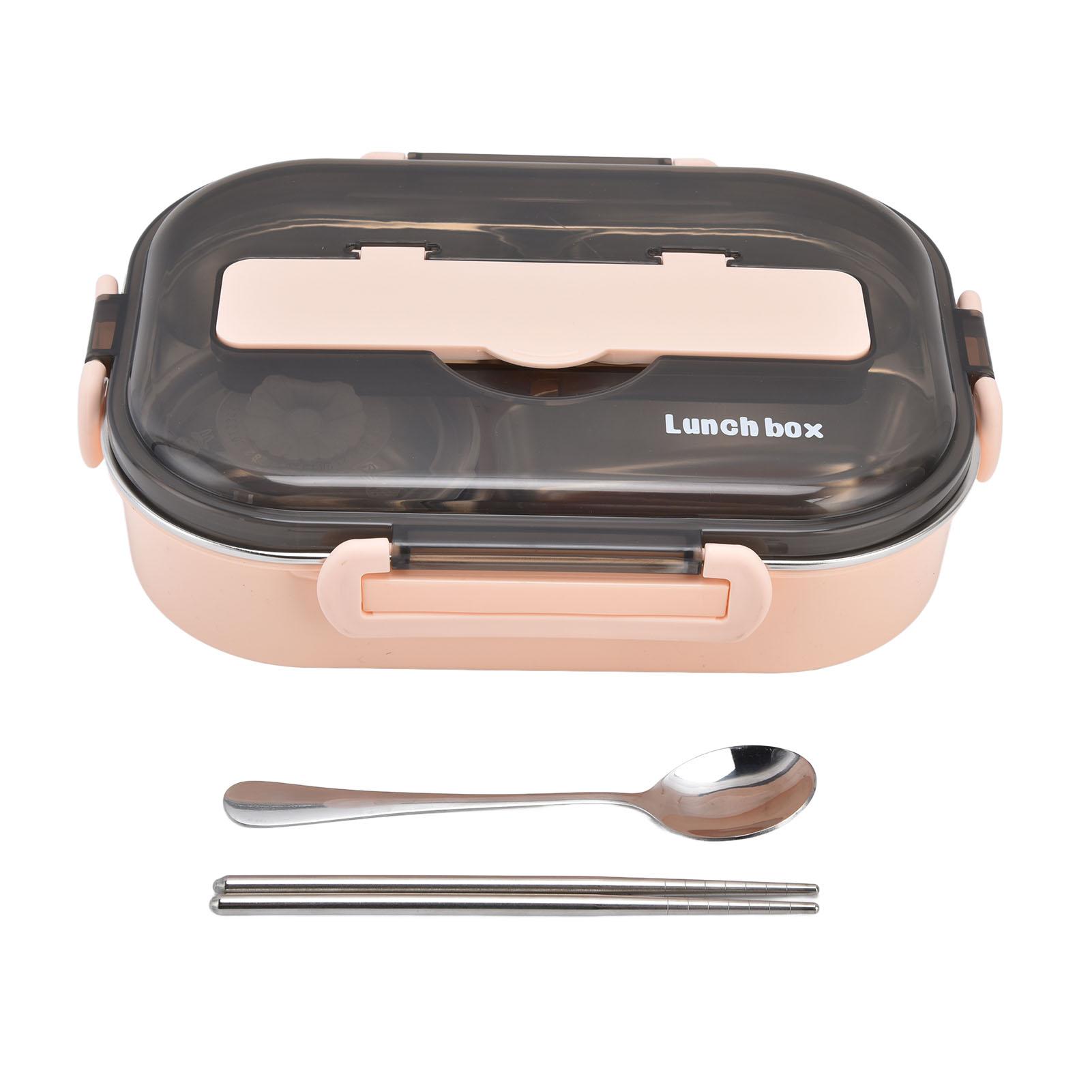 

Portable Kids 304 Stainless Steel Lunch Box 1.3L Four Compartment Bento Box with Soup Bowl Chopsticks Spoon Type 2