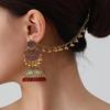 Bohemian Exotic Rhinestone Tassel Necklace & Earrings Set In Antiqued Alloy