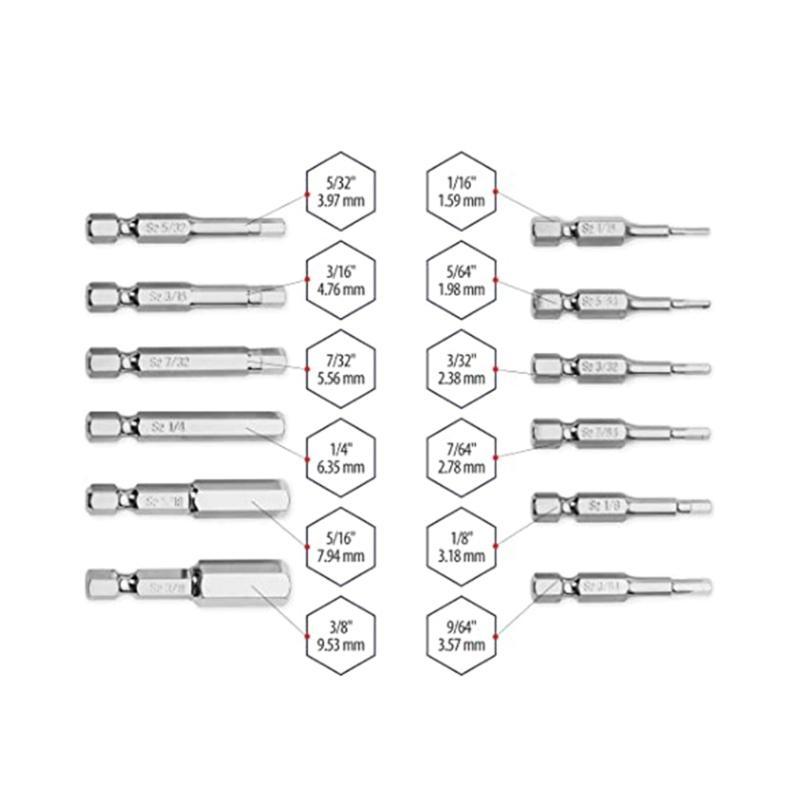 Professional Grade 10PCS Screwdriver Bits Set S2Alloy Steel 5/32 3/16 7/32 1/4 5/16 5/64 3/32 7/64 1/8 9/64