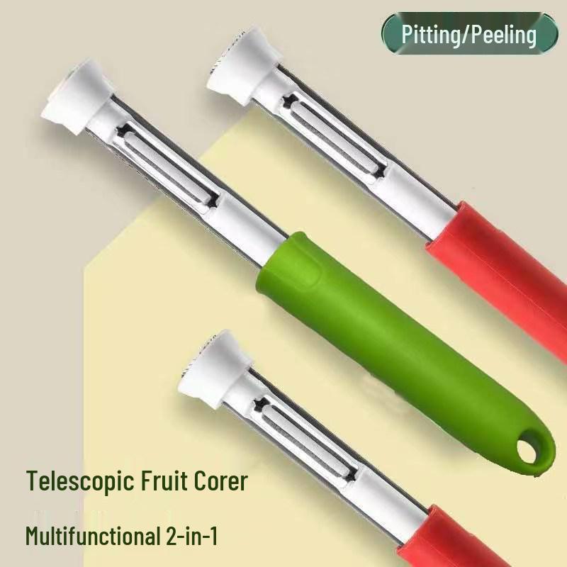 Stainless Steel Telescopic Apple & Pear Corer with 2-in-1 Multi-functional Peeler Telescopic Fruit Corer