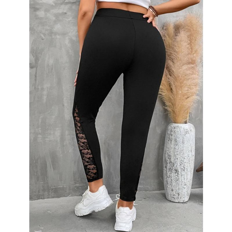 Women's Pants Plus Size Clashing Lace Splicing Skinny Trousers
