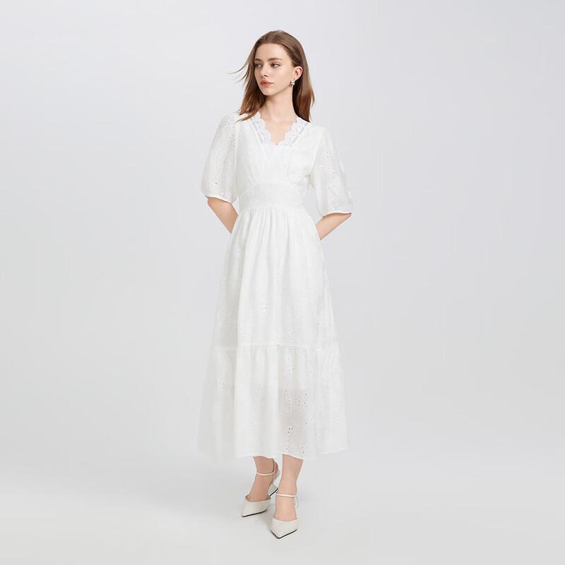 Women's V-Neck Embroidered Midi Dress