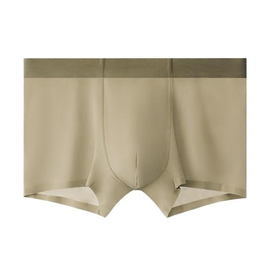 Men Boxer Underwear Mid-rise Elastic Waist U-Convex Shorts Briefs Seamless Ultra-thin Patchwork Color Panties