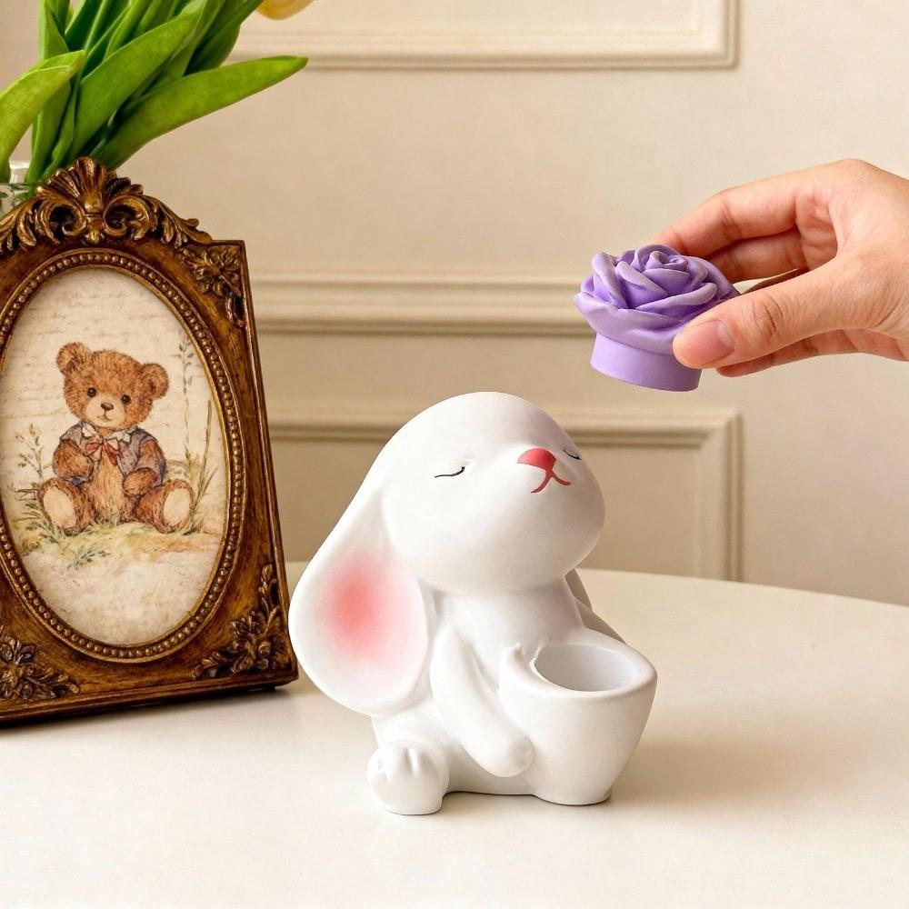 Cartoon Osterhase Silikonform Antihaft Hitzebeständig Hase mit Vase Halten Form Flexibel Handgemacht Hase Kerzenform