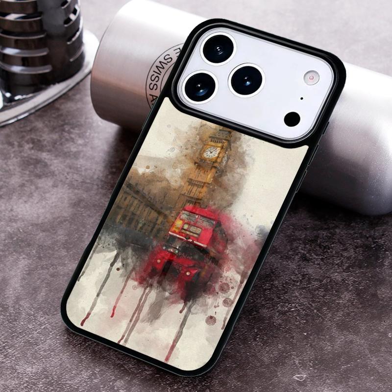 London Red Bus Big Ben Phone Case for iPhone 17 16 15 Pro Max Air 14 13 12 11 Plus Shockproof Capa Cover