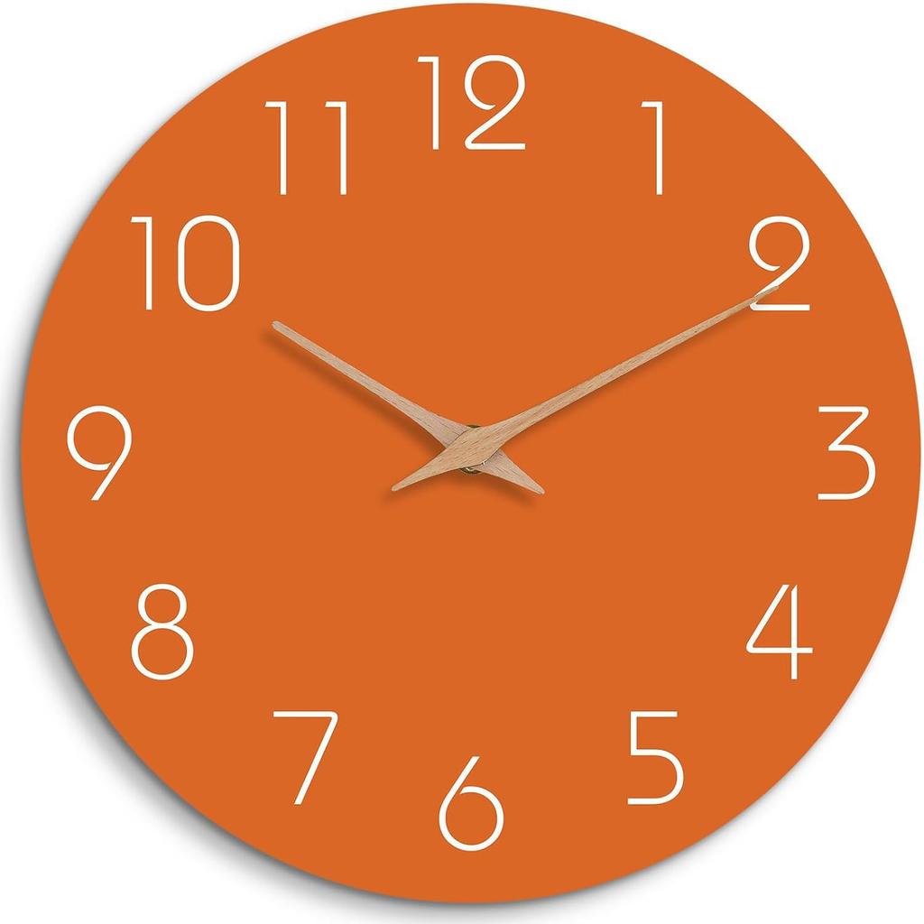 Simple wooden silent wall clock for home, living room, bedroom, and home decoration