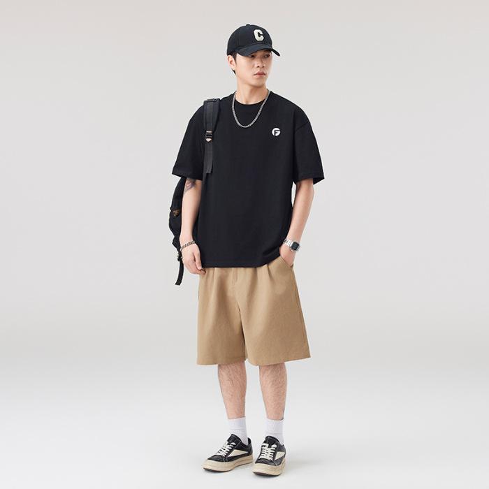 New Summer Men's Cotton Round Neck T-shirt Fashionable Loose Short-sleeved Top Short