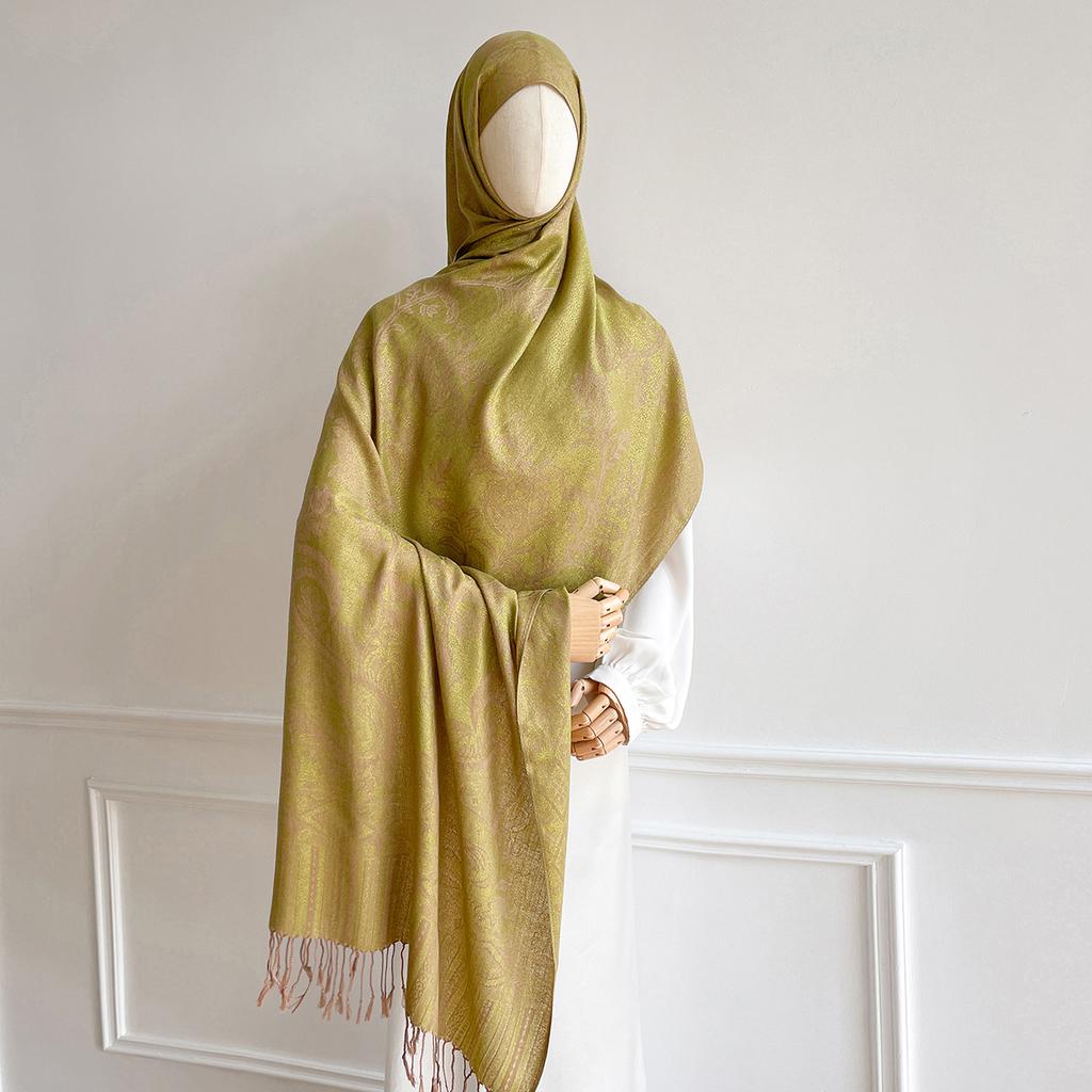 11Color 70*190cm Women Hijab Gold Thread Jacquard Scarf Muslim Wrap Ramadan Islam Headscarf Hijabs Turban Neckerchief Shawls