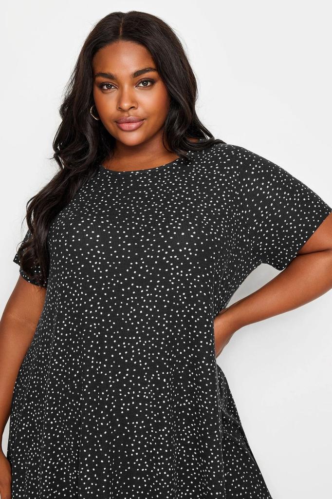 Women's Big Size Blouse Plus Size Crew Neck Short Sleeve Dot Printed Blouse 303121
