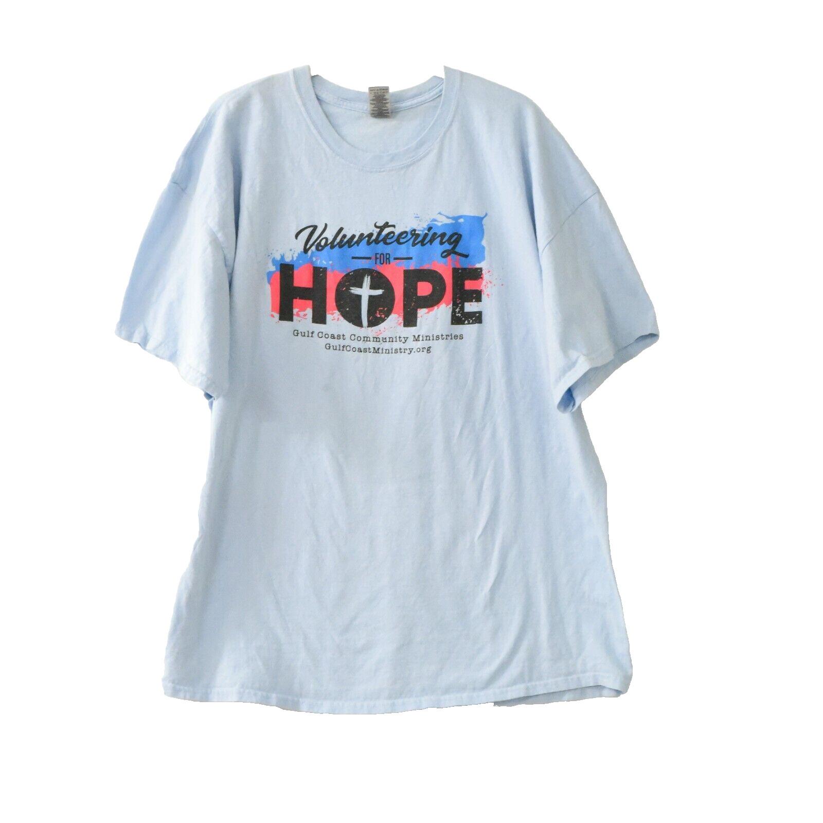 Gildan Mens White Cotton T-Shirt Volunteering Hope Graphic Crew Short Sleeve 2XL XL