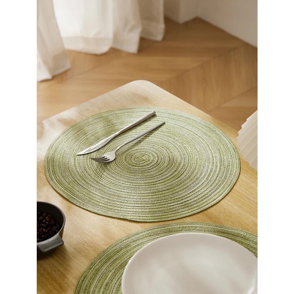 4pcs/set High Quality Handmade Round Woven Braided Placemats 15 Inch Round Table Mats for Dining Tables