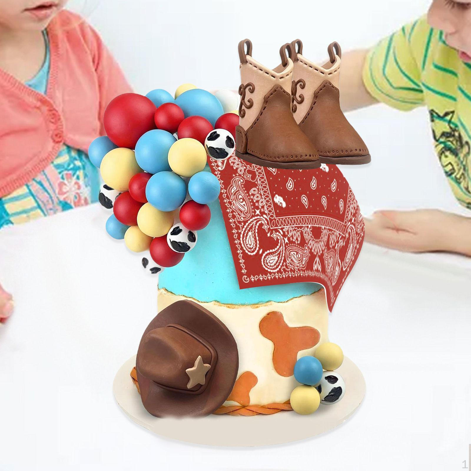 

31 шт. Ковбойские топперы для торта, украшения, фигурки, сцена, кекс, ковбойская шляпа и сапог для красный