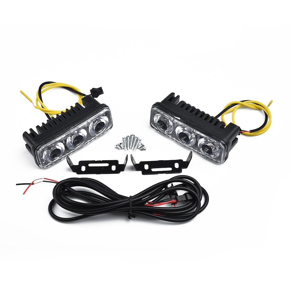 Set Daytime Running Lights Parts Replacement Accessories Car White+Amber