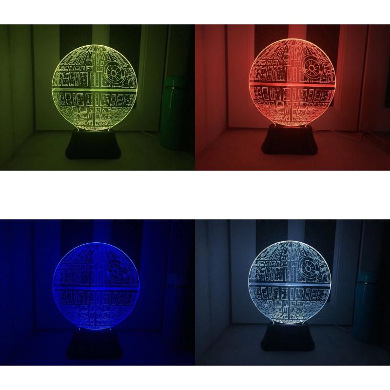 Star Wars Dødsstjernen 3D LED Nattlys med Berøringskontroll for Soveromsdekor