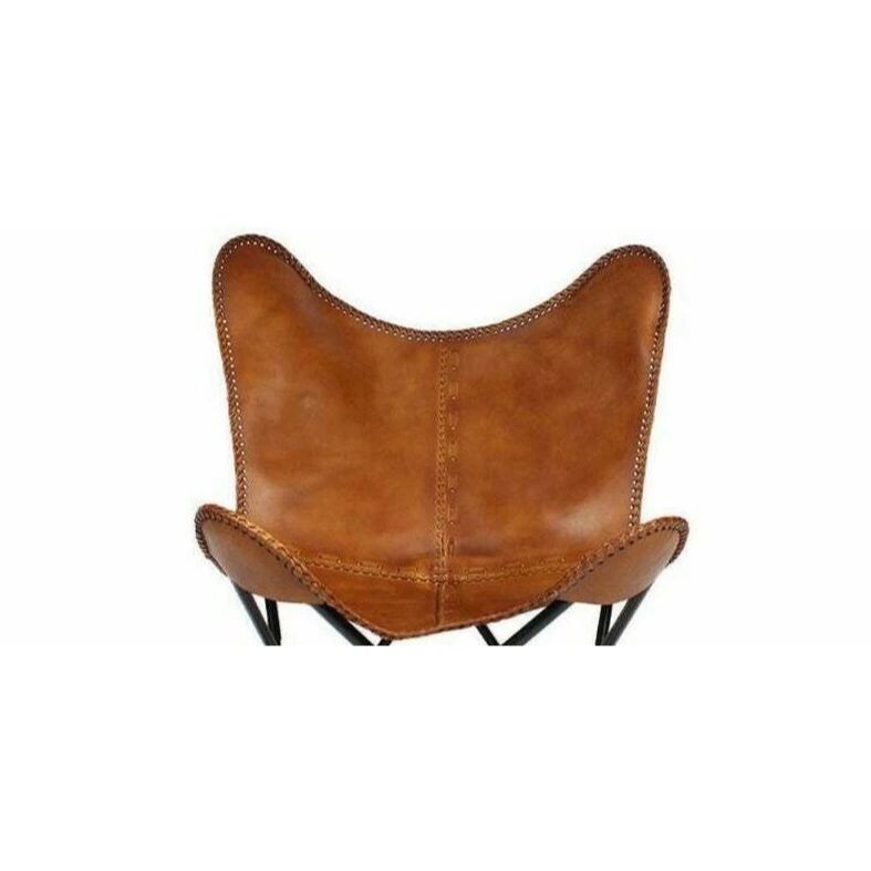Vintage Handmade Classic Cover Cowhide Leather Butterfly Chair  (Cover Only)
