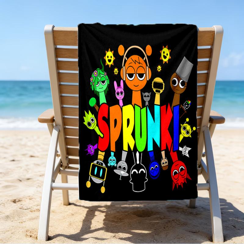 Proof Beach Towel with a Sprunki1 Pattern - Soft,absorbent,quick-drying,machine Washable - Perfect for Swimming,camping,bathing