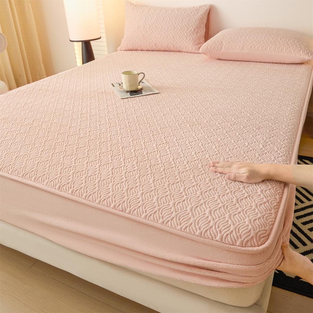 Class A Milk Velvet Quilted Bed Sheet Single Piece Thickened Anti-slip Bed Cover Mattress Protective Cover Bedding Set