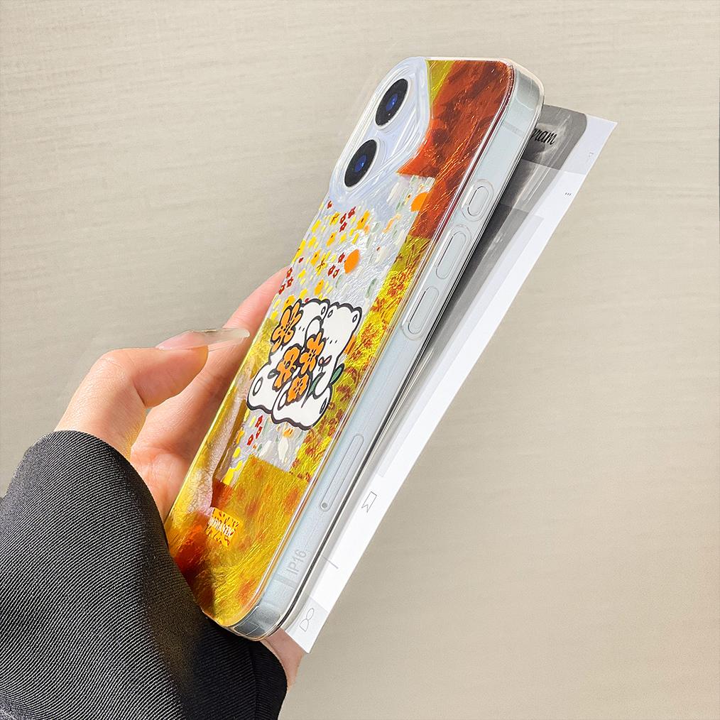 Painted Phone Case For iPhone 16 11 12 13 14 for 12 14 16 Pro 14 16 Pro Max Cute Pattern Glossy Hard Cover