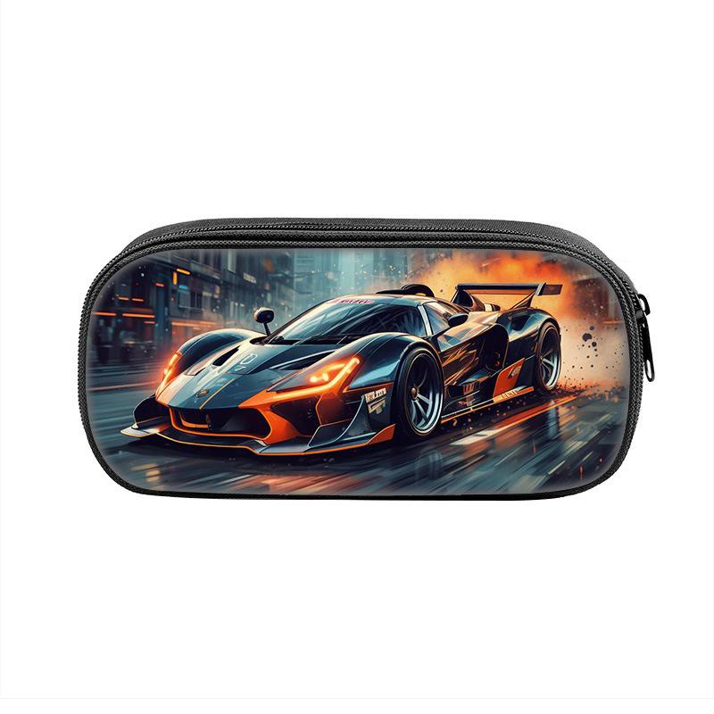 Coole Raceprint Potloodtas, Potlood en Schrijfwaren Tas voor Leerlingen van de Basisschool en Middelbare School, Opbergdoos, Potloodtas met Grote Capaciteit (as the picture,Racing pencil case)