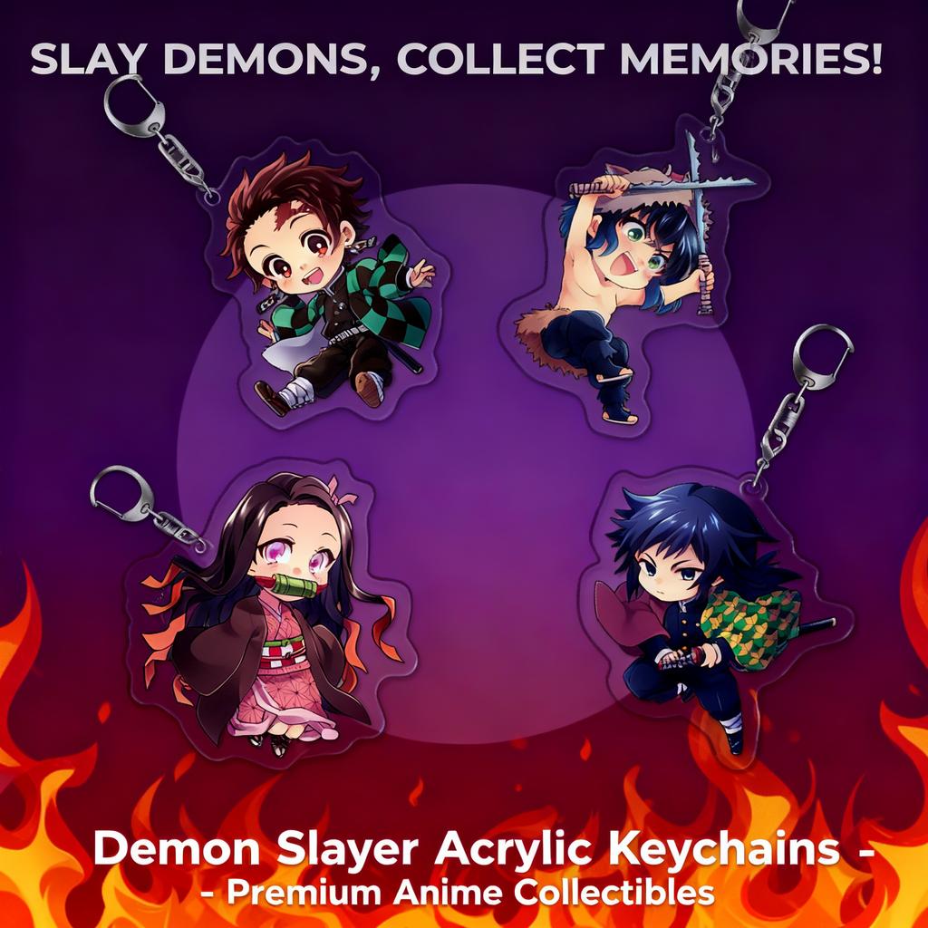Anime Demon Slayer Keychain Acrylic Pendant Cartoon Accessory Dropshipping Support Custom Bulk Order Gift for Fans