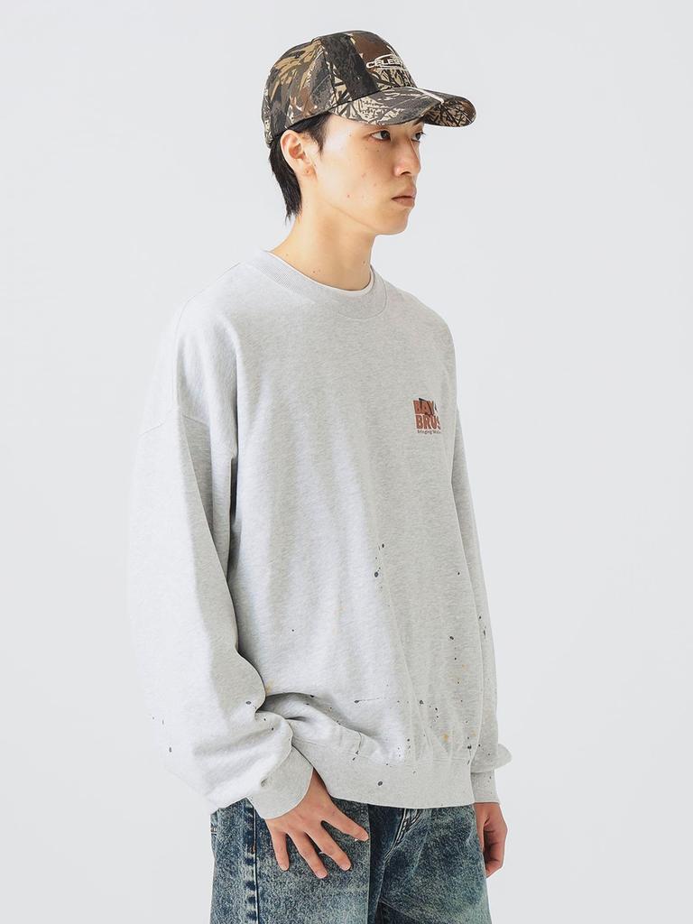 Beams Heart Herren Sweatshirt mit Bemalung, Grau, Größe S